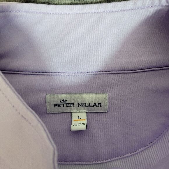Peter Millar Crown Sport Mens Size L  Purple Pullover Dandon 1/4 Zip Dune Logo - Picture 3 of 10